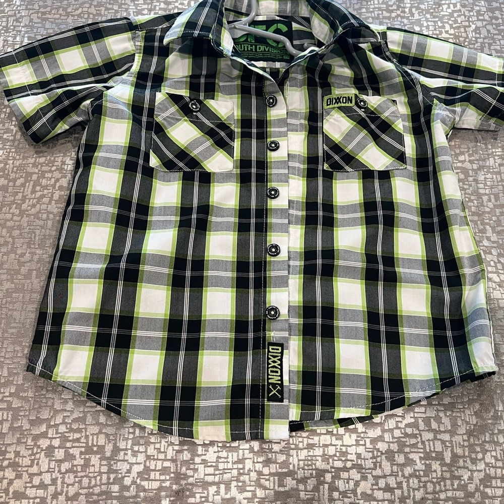 DIXXON Youth Plaid Shirt in Green and Black